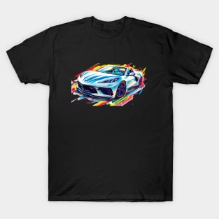 Silver Flare HTC C8 Corvette Supercar Racecar Muscle Car Hardtop Convertible Corvette C8 Color Splash T-Shirt